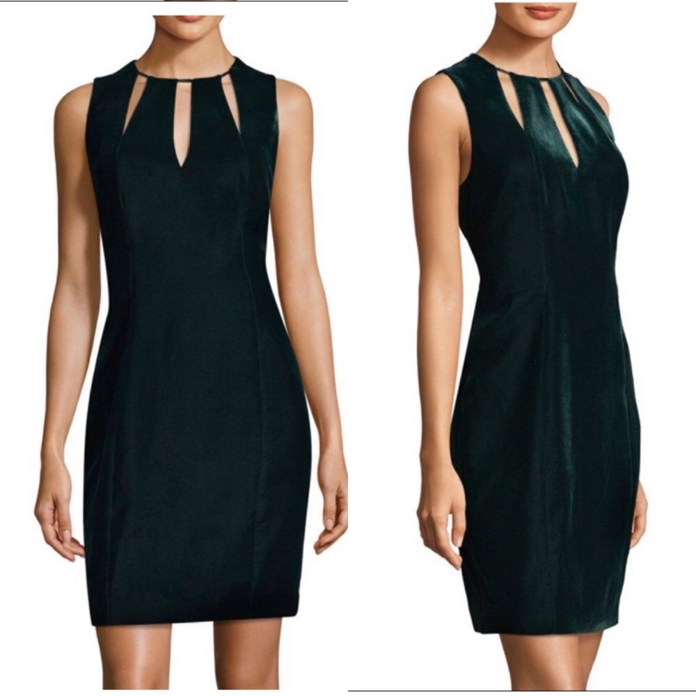 Like New Elie Tahari Jemra Green Velvet Sheath Dress